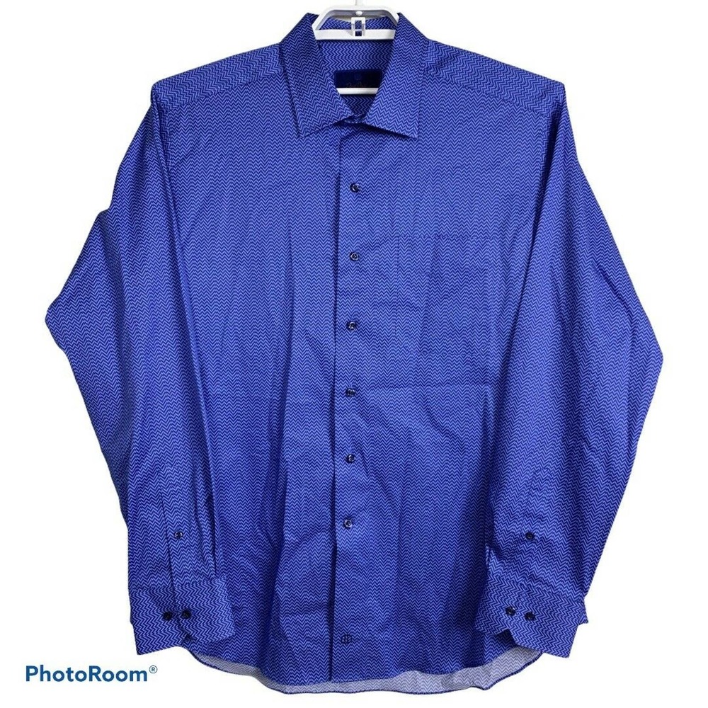 🔥 David Donahue Zigzag Striped Long Sleeve Shirt 🔥sale